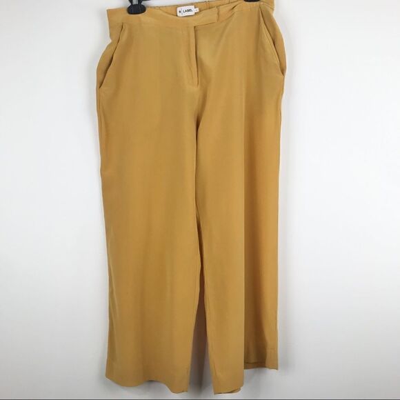 R Label The Reset Yellow Silk Wide Leg Capri Pants - Picture 2 of 13